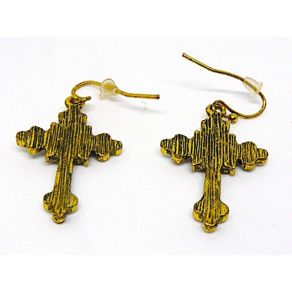 Religious Spiritual Jewelry Aurora Borealis Cross Earrings & 2 Bracelets VTG Lot - Picture 6 of 7